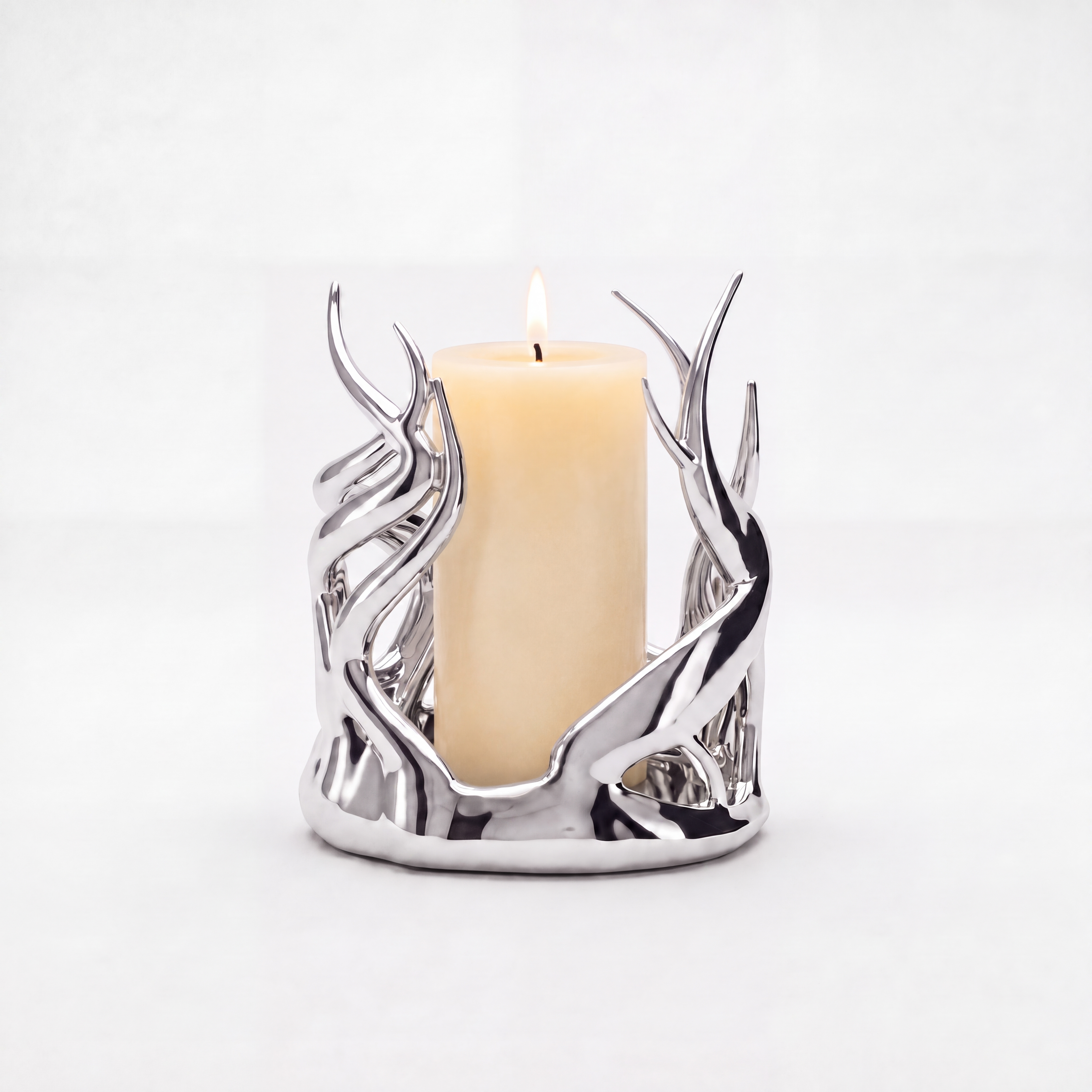 Back view of sculptural candle holder
