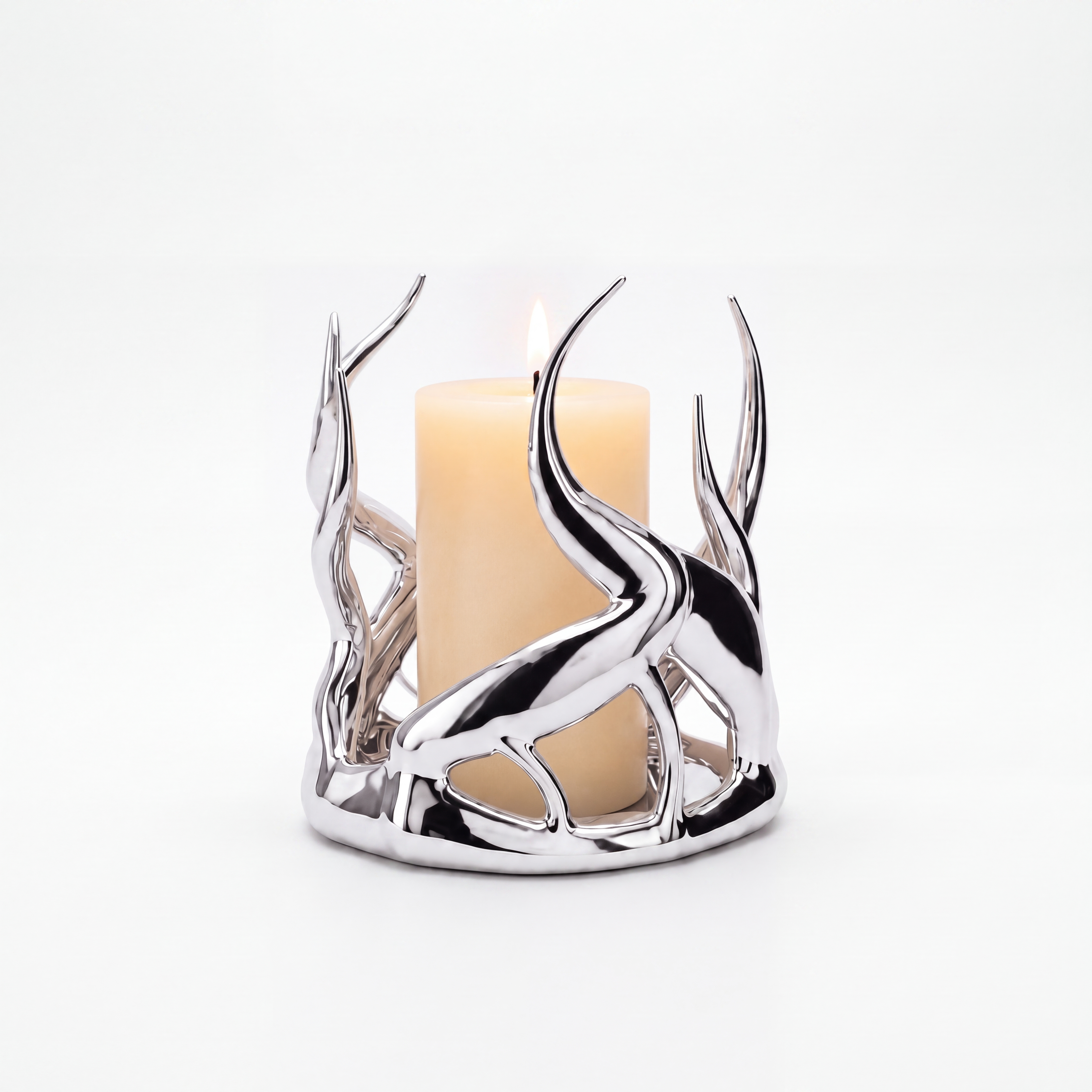 Side view of sculptural candle holder